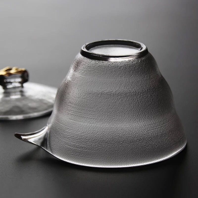 日式锤纹磨砂盖碗 手工泡茶碗手抓壶 耐热金边盖碗 加厚描金盖碗 150ml