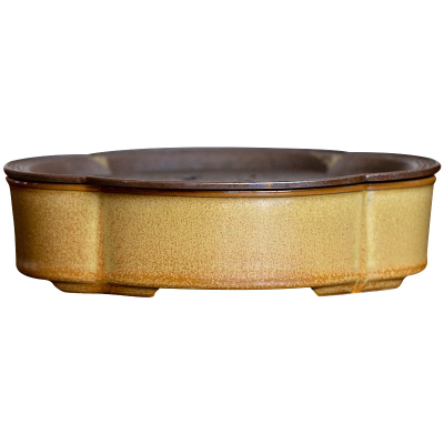 Teeboot / Tablett aus Keramik - Metalldeckel, Ablauffunktion