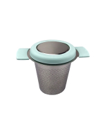 Edelstahl Teekorb mit Deckel - Blaues Silikon Finish