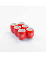 Rote Teetassen 6er-Set - Chinesisches Hochzeitssymbol 'doppeltes Glück'