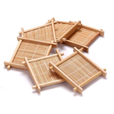 Posavasos de bambú para té hecho a mano - Posavasos para té de madera