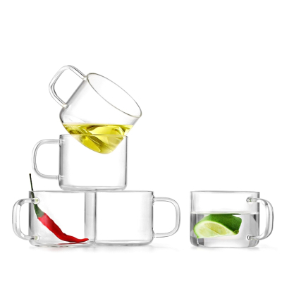 Set de 2 Mini Tazas de Cristal Transparente con Asa, de 150 ml