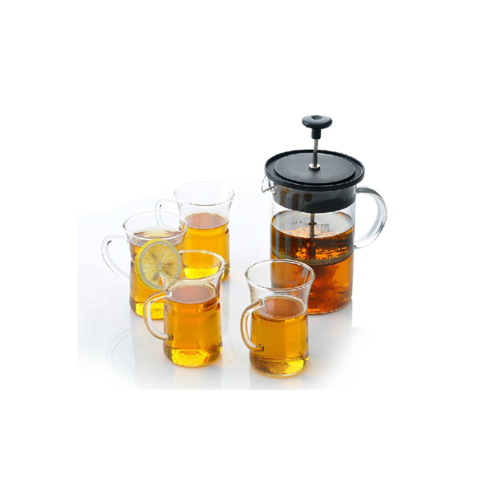 Set de thé avec presse et 4 tasses à thé design