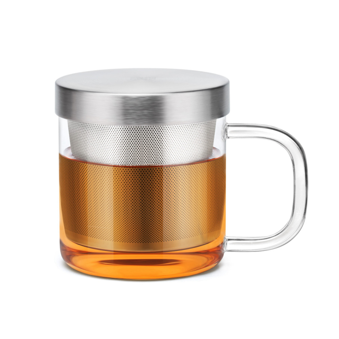 Mug en verre avec infuseur à thé et infusion