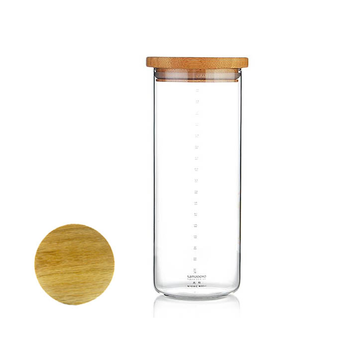 Pot en verre avec couvercle (bois de chêne rouge) - 900 ml