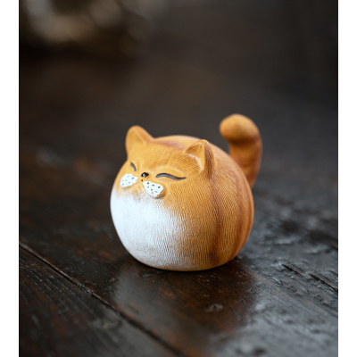Chat Tea Pet - Figurine en Argile de Chat Mignon
