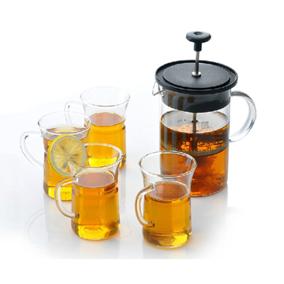 Set de thé avec presse et 4 tasses à thé design