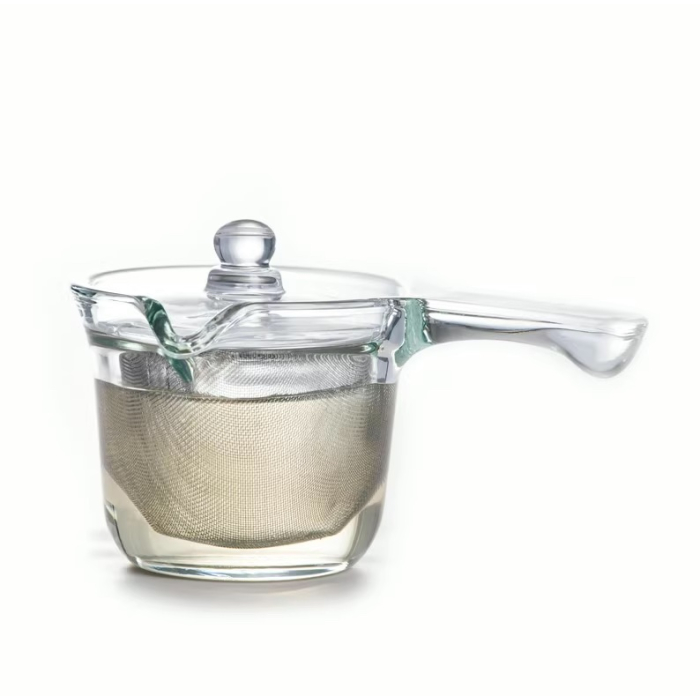 glass side handle teapot