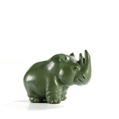 Tea Pet “il Rinoceronte”, Ceramica Zisha Verde Realizzata a Mano