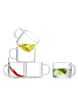 2 Mini tazze da tè in vetro trasparente con manico da 150 ml