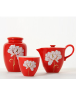 “Peonia” Set da Tè Gongfu in Porcellana Rossa