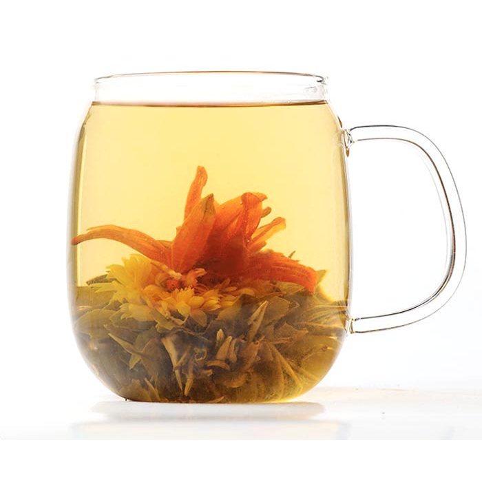 Wholesale: 1 kg (2.2 lb) 'Lily Princess' Blooming Tea with Lily and Marigold - Flowering Tea Balls