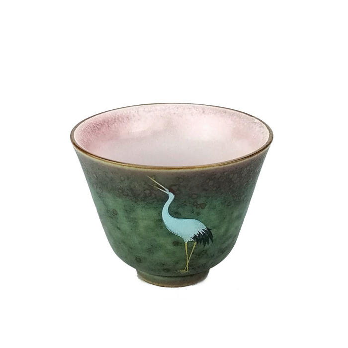 crane bird ceramic cup