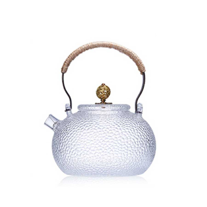 Hammered Glass Teapot with Metal Handle, Stove-top Safe 700ml / 23.5oz