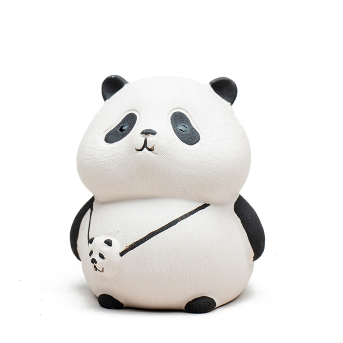 Panda Tea Pet, White Yixing Clay Panda Figurine