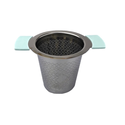 Stainless Steel Tea Infuser Basket with Lid - Blue Silicone Finish