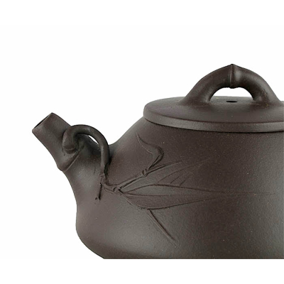 Small Zisha Yixing Teapot with Bamboo Pattern - Zi Ni (140 ml / 4.7 oz)