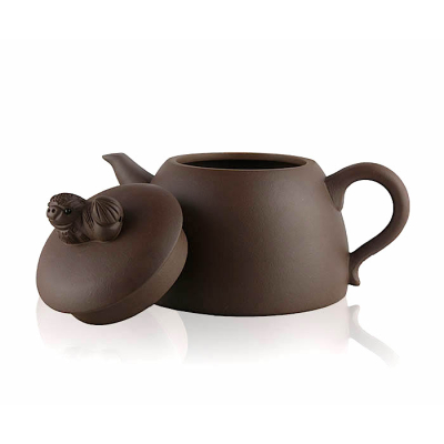 Purple Clay Yixing Teapot 'Lazy Tiger' with Tiger on Lid (270 ml / 9.1 oz)