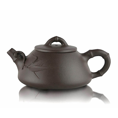 Small Zisha Yixing Teapot with Bamboo Pattern - Zi Ni (140 ml / 4.7 oz)