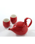 "Red Dragonfly" New Bone China, Red Teapot with 4 Tea Cups (925 ml / 31.3 oz)