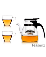Glass Tea Infuser Set with 2 Cups & Smart Button (600 ml / 20.3 oz)