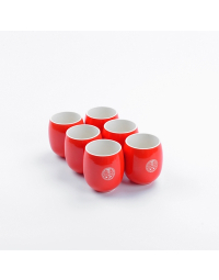 Red Tea Cups Set of 6 - ‘Double Happiness’ Chinese Wedding Symbol