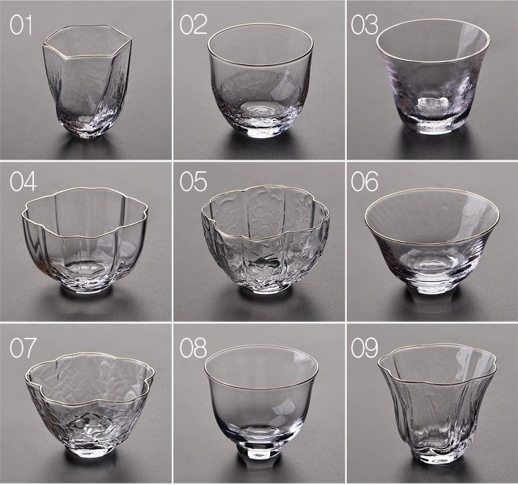 Crumpled Glass Cup - Flower Shape Glass Tea Tasting Cup 80ml/2.7oz