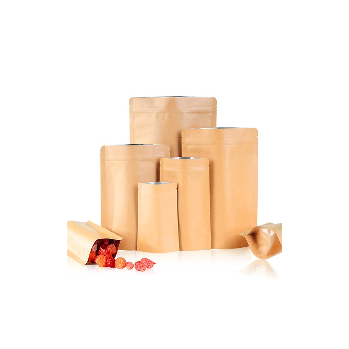 Kraft Papieren Zakken, Staand met Sluiting - Thee Verpakking - Per 100 stuks