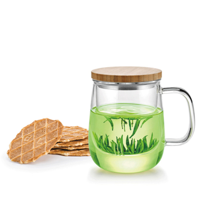 Glazen Theemok met bamboe deksel & Tea Infuser (500 ml)