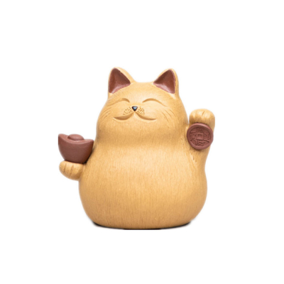 Katt Tea Pet - Lycklig Kattlera Figur